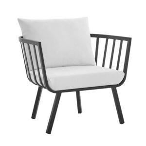 Riverside Outdoor Patio Aluminum Armchair in Gray White by Modway