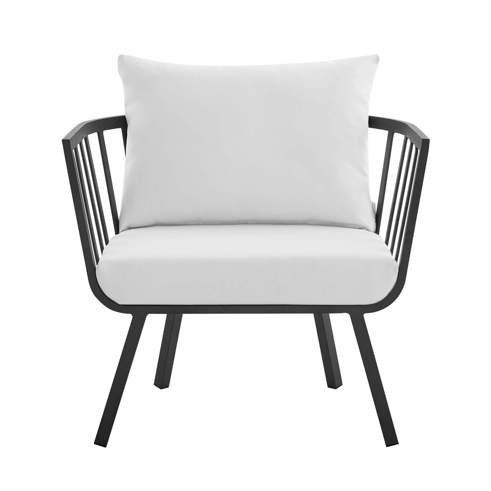Riverside Outdoor Patio Aluminum Armchair in Gray White by Modway - Image 4
