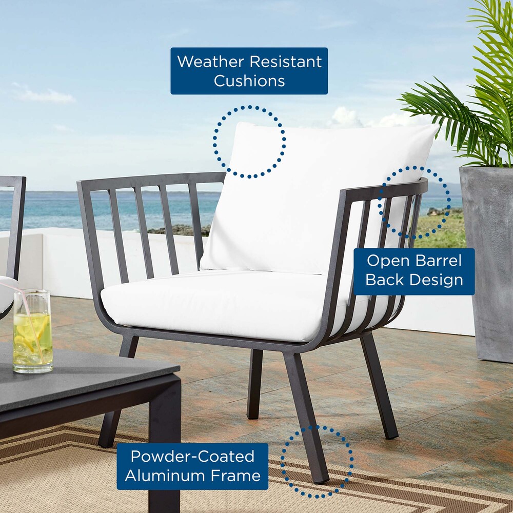 Riverside Outdoor Patio Aluminum Armchair in Gray White by Modway - Image 6