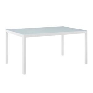 Raleigh 59" Outdoor Patio Aluminum Dining Table by Modway in White by Modway