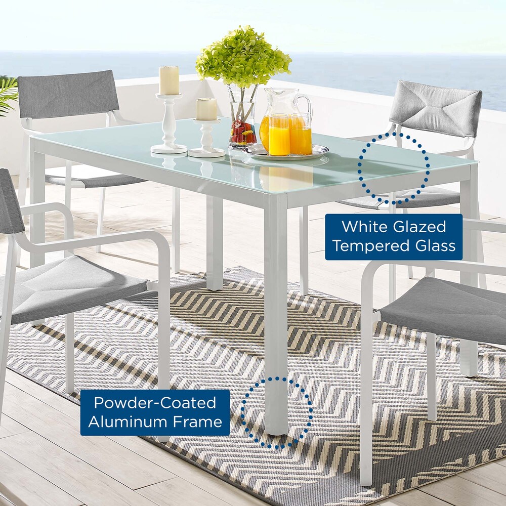 Raleigh 59" Outdoor Patio Aluminum Dining Table by Modway in White by Modway - Image 6