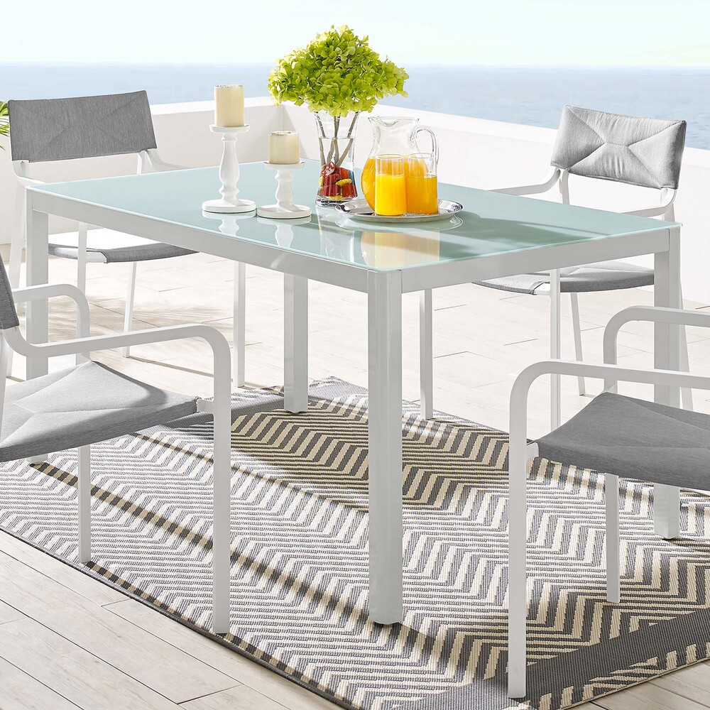 Raleigh 59" Outdoor Patio Aluminum Dining Table by Modway in White by Modway - Image 5