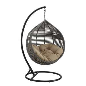 Garner Teardrop Outdoor Patio Swing Chair in Gray Mocha by Modway