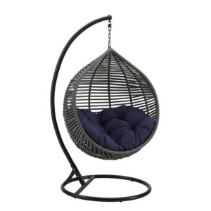 Garner Teardrop Outdoor Patio Swing Chair in Gray Navy by Modway