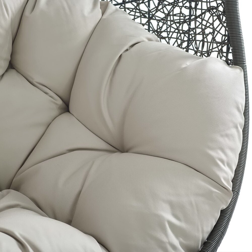 Hide Sunbrella® Fabric Swing Outdoor Patio Lounge Chair Without Stand in Gray Beige by Modway - Image 5