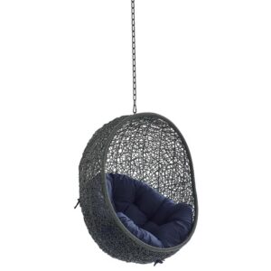 Hide Sunbrella® Fabric Swing Outdoor Patio Lounge Chair Without Stand in Gray Navy by Modway