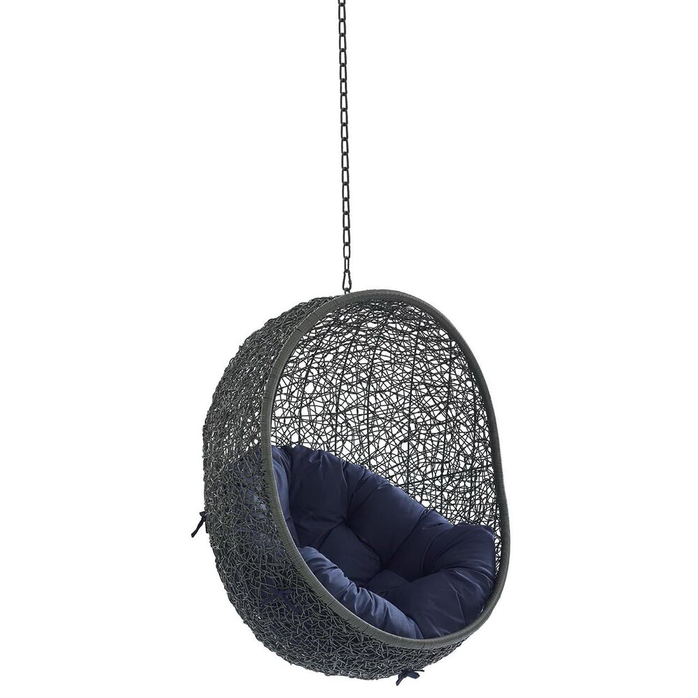 Hide Sunbrella® Fabric Swing Outdoor Patio Lounge Chair Without Stand in Gray Navy by Modway