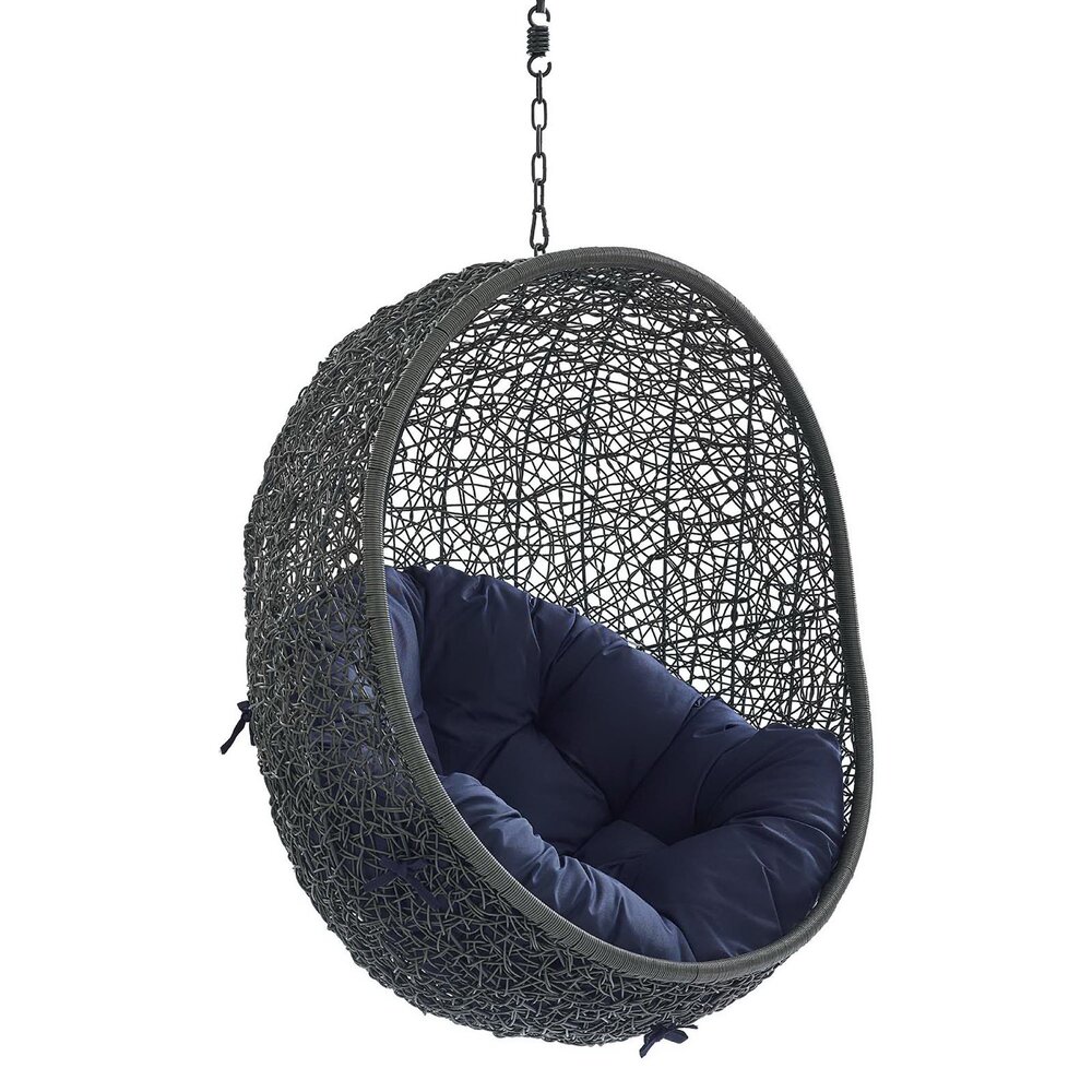 Hide Sunbrella® Fabric Swing Outdoor Patio Lounge Chair Without Stand in Gray Navy by Modway - Image 2