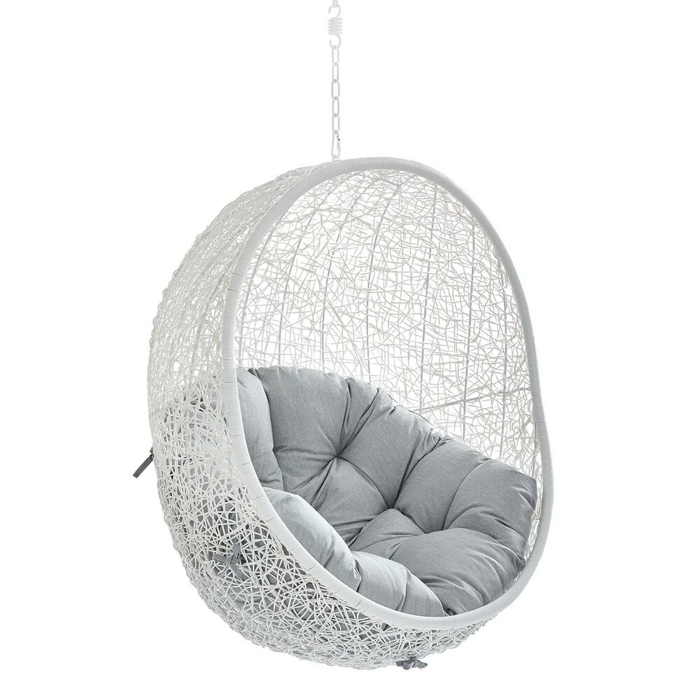 Hide Sunbrella® Fabric Swing Outdoor Patio Lounge Chair Without Stand in White Gray by Modway - Image 2