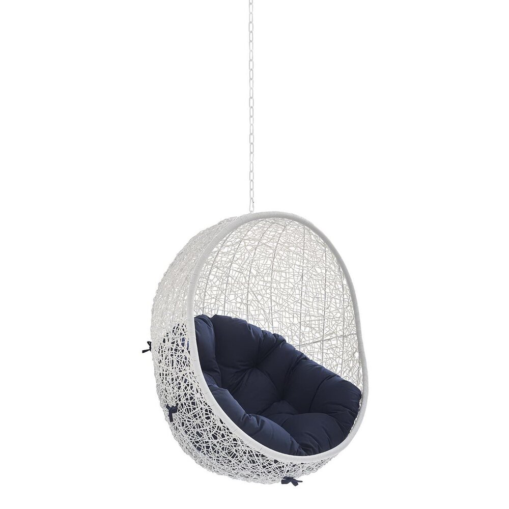 Hide Sunbrella® Fabric Swing Outdoor Patio Lounge Chair Without Stand in White Navy by Modway