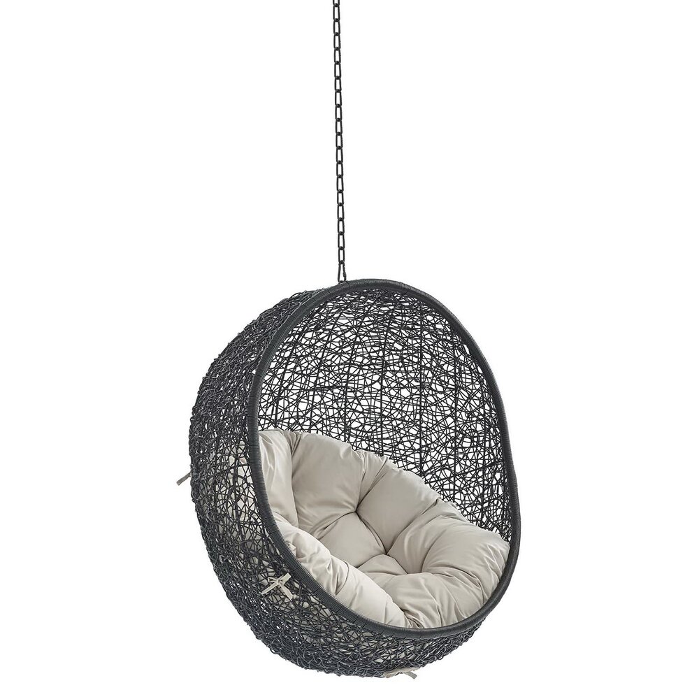 Encase Sunbrella® Fabric Swing Outdoor Patio Lounge Chair Without Stand in Black Beige by Modway