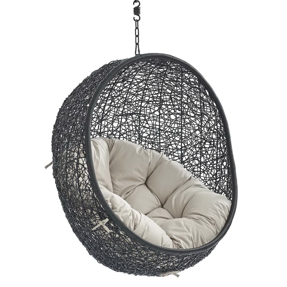 Encase Sunbrella® Fabric Swing Outdoor Patio Lounge Chair Without Stand in Black Beige by Modway - Image 2