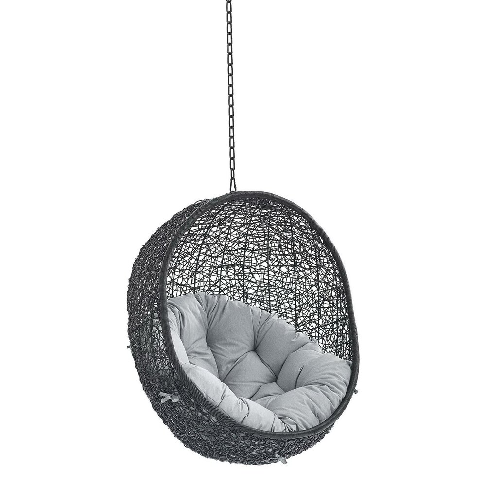 Encase Sunbrella® Fabric Swing Outdoor Patio Lounge Chair Without Stand in Black Gray by Modway