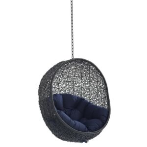 Encase Sunbrella® Fabric Swing Outdoor Patio Lounge Chair Without Stand in Black Navy by Modway