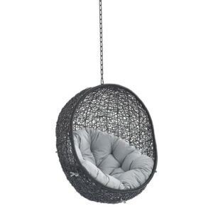 Encase Swing Outdoor Patio Lounge Chair Without Stand in Black Gray by Modway