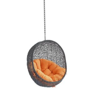 Encase Swing Outdoor Patio Lounge Chair Without Stand in Black Orange by Modway