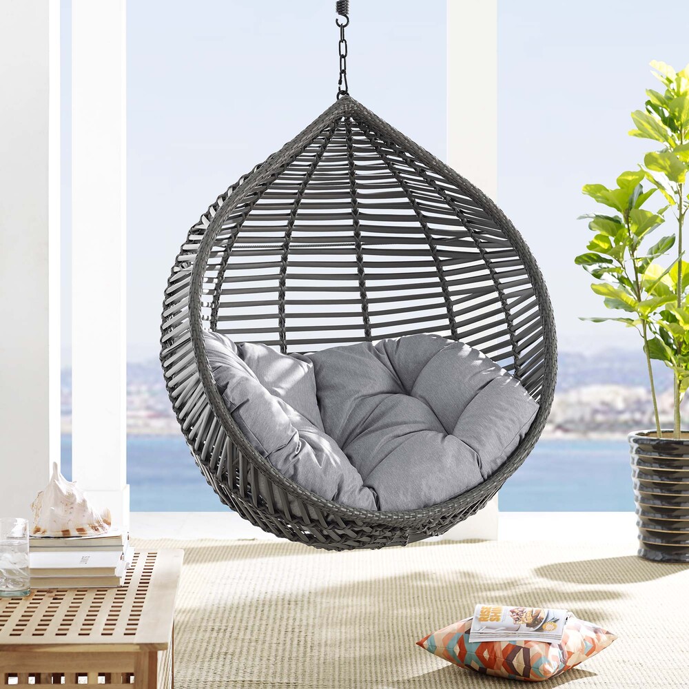 Garner Teardrop Outdoor Patio Swing Chair Without Stand in Gray Gray by Modway - Image 4