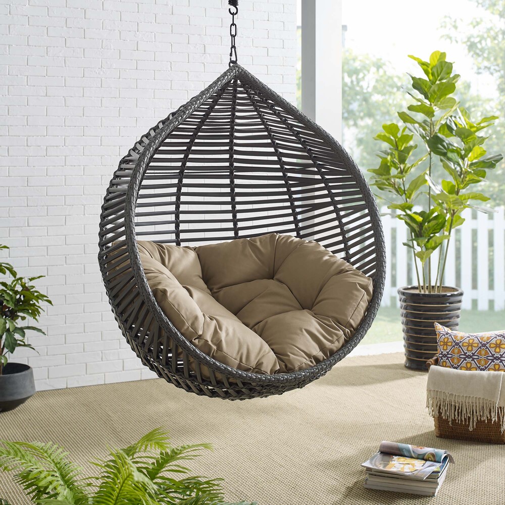 Garner Teardrop Outdoor Patio Swing Chair Without Stand in Gray Mocha by Modway - Image 4