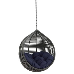 Garner Teardrop Outdoor Patio Swing Chair Without Stand in Gray Navy by Modway