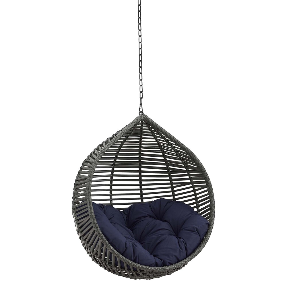 Garner Teardrop Outdoor Patio Swing Chair Without Stand in Gray Navy by Modway