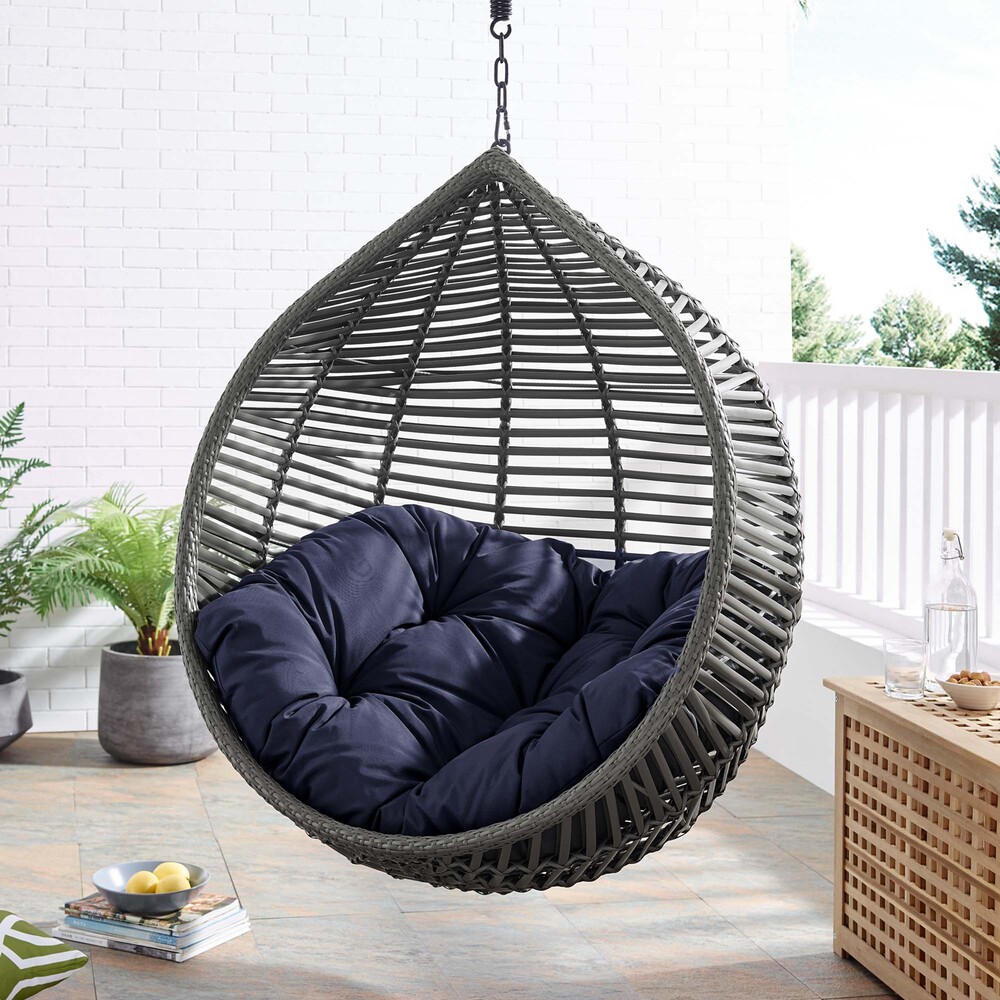 Garner Teardrop Outdoor Patio Swing Chair Without Stand in Gray Navy by Modway - Image 4