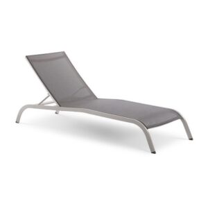 Savannah Mesh Chaise Outdoor Patio Aluminum Lounge Chair in Gray by Modway