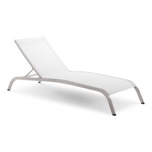 Savannah Mesh Chaise Outdoor Patio Aluminum Lounge Chair in White by Modway