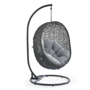 Hide Outdoor Patio Sunbrella® Swing Chair With Stand in Gray Gray by Modway