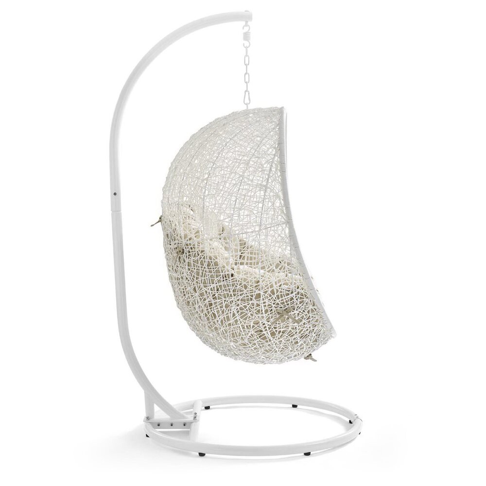 Hide Outdoor Patio Sunbrella® Swing Chair With Stand in White Beige by Modway - Image 2