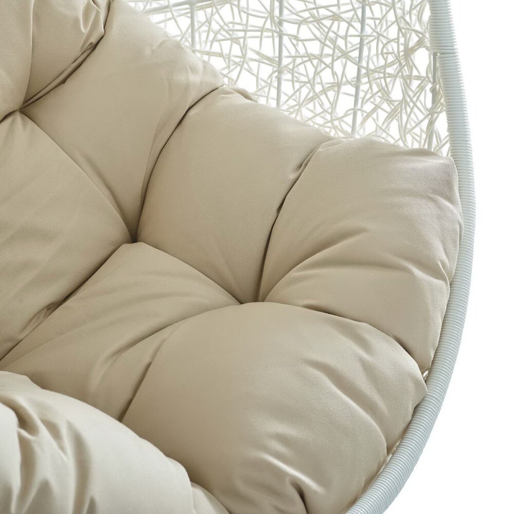 Hide Outdoor Patio Sunbrella® Swing Chair With Stand in White Beige by Modway - Image 7