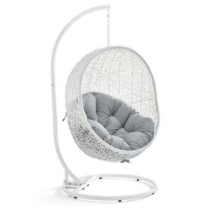 Hide Outdoor Patio Sunbrella® Swing Chair With Stand in White Gray by Modway