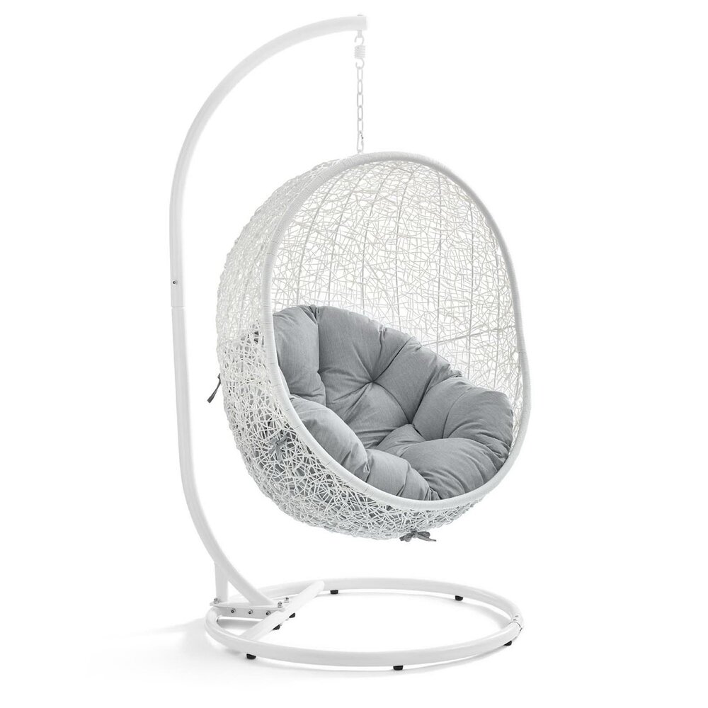 Hide Outdoor Patio Sunbrella® Swing Chair With Stand in White Gray by Modway
