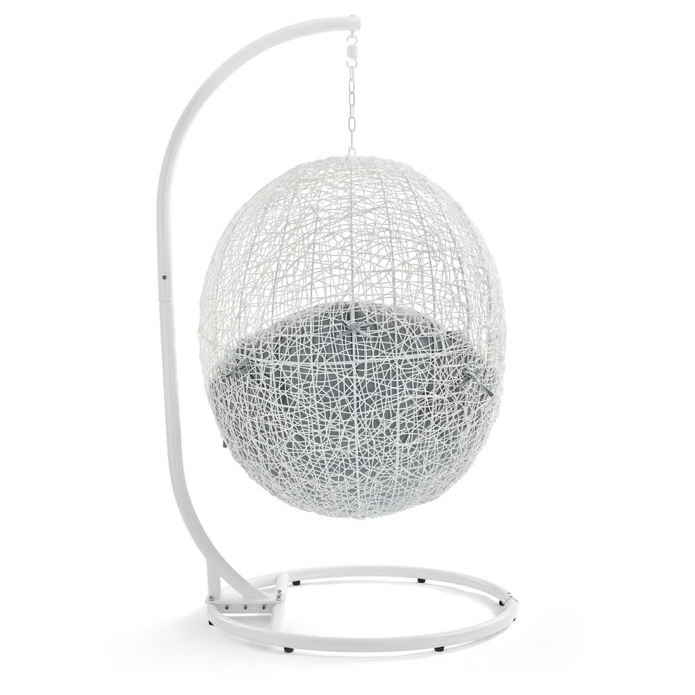 Hide Outdoor Patio Sunbrella® Swing Chair With Stand in White Gray by Modway - Image 3