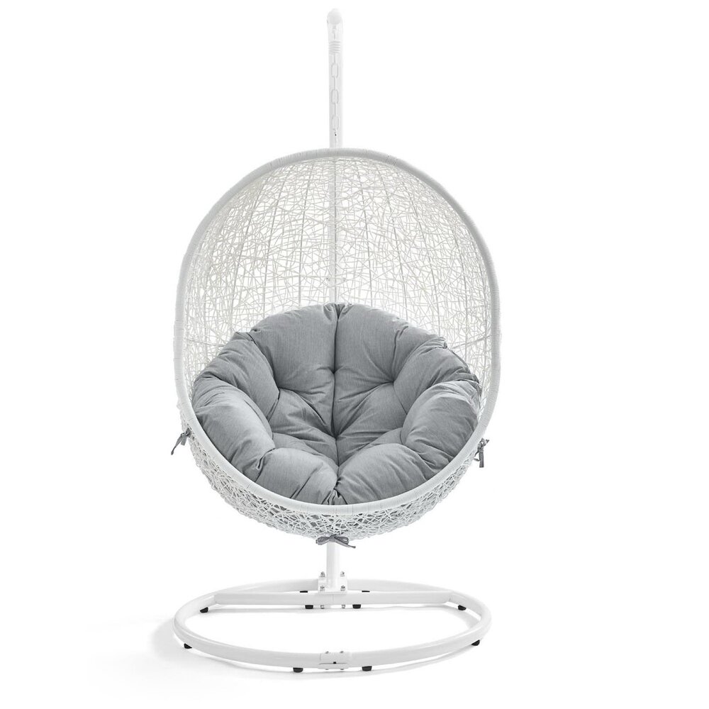 Hide Outdoor Patio Sunbrella® Swing Chair With Stand in White Gray by Modway - Image 4