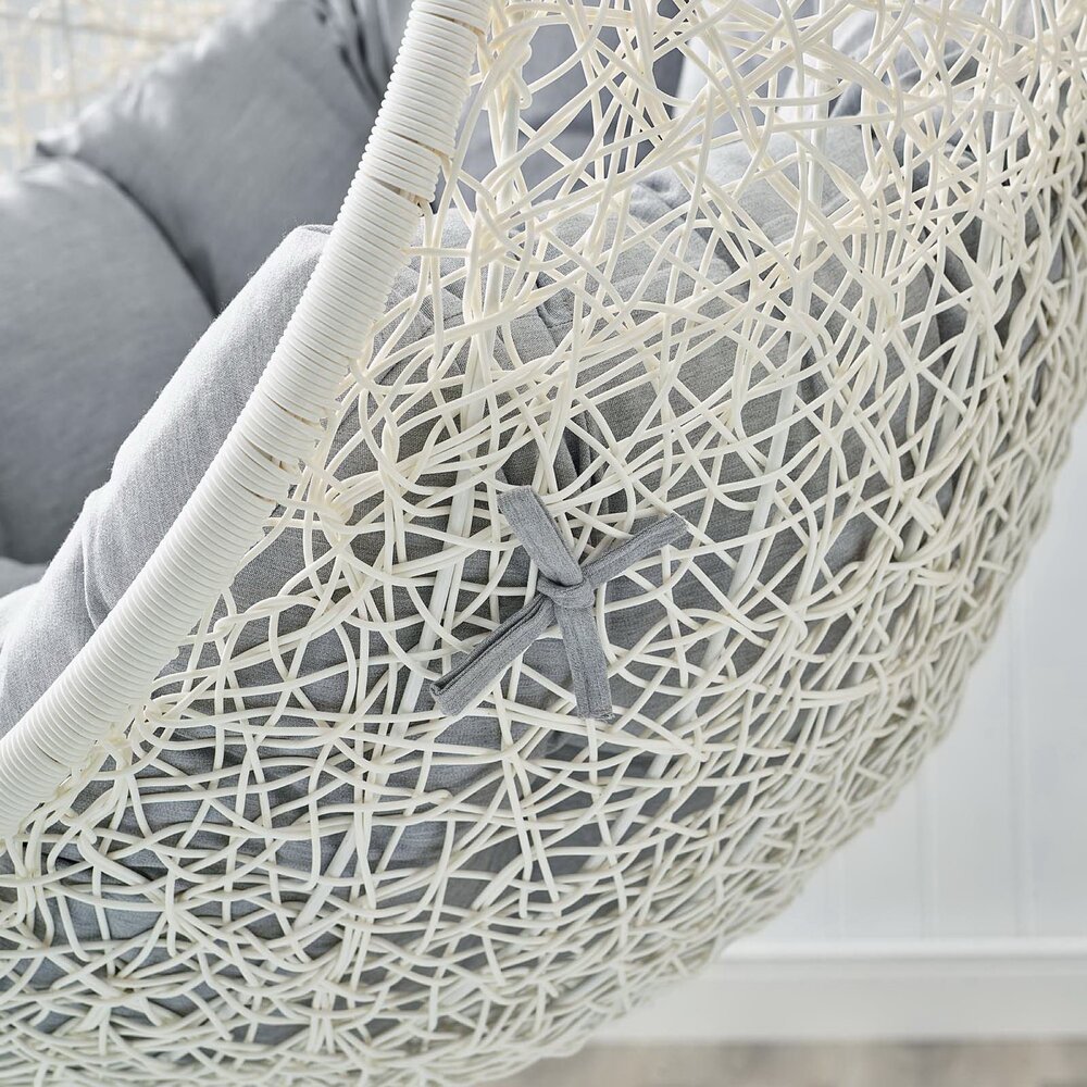 Hide Outdoor Patio Sunbrella® Swing Chair With Stand in White Gray by Modway - Image 8