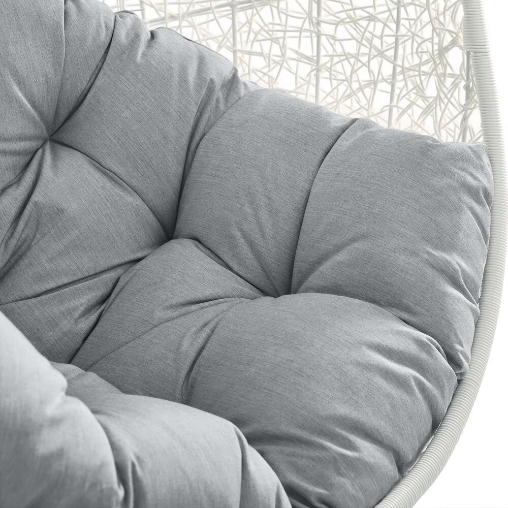 Hide Outdoor Patio Sunbrella® Swing Chair With Stand in White Gray by Modway - Image 7