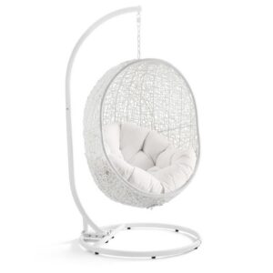 Hide Outdoor Patio Sunbrella® Swing Chair With Stand in White White by Modway