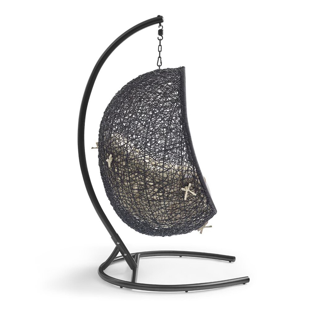 Encase Sunbrella® Swing Outdoor Patio Lounge Chair in Black Beige by Modway - Image 2