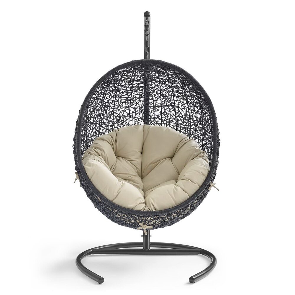 Encase Sunbrella® Swing Outdoor Patio Lounge Chair in Black Beige by Modway - Image 4