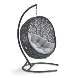 Encase Sunbrella® Swing Outdoor Patio Lounge Chair in Black Gray by Modway