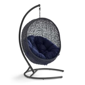 Encase Sunbrella® Swing Outdoor Patio Lounge Chair in Black Navy by Modway