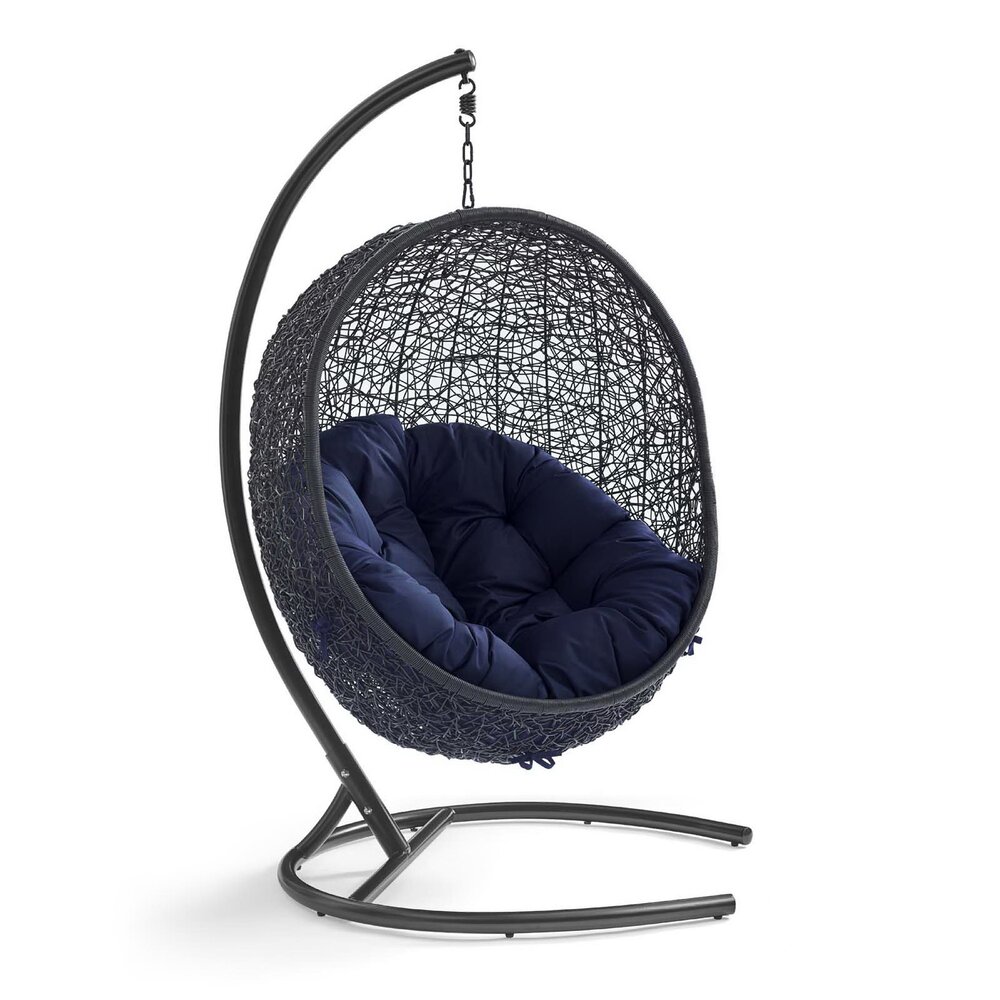 Encase Sunbrella® Swing Outdoor Patio Lounge Chair in Black Navy by Modway