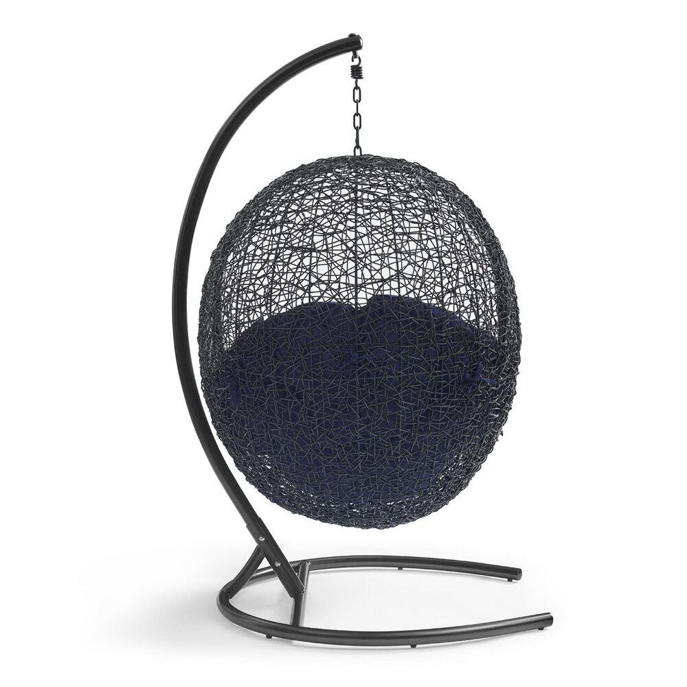Encase Sunbrella® Swing Outdoor Patio Lounge Chair in Black Navy by Modway - Image 3