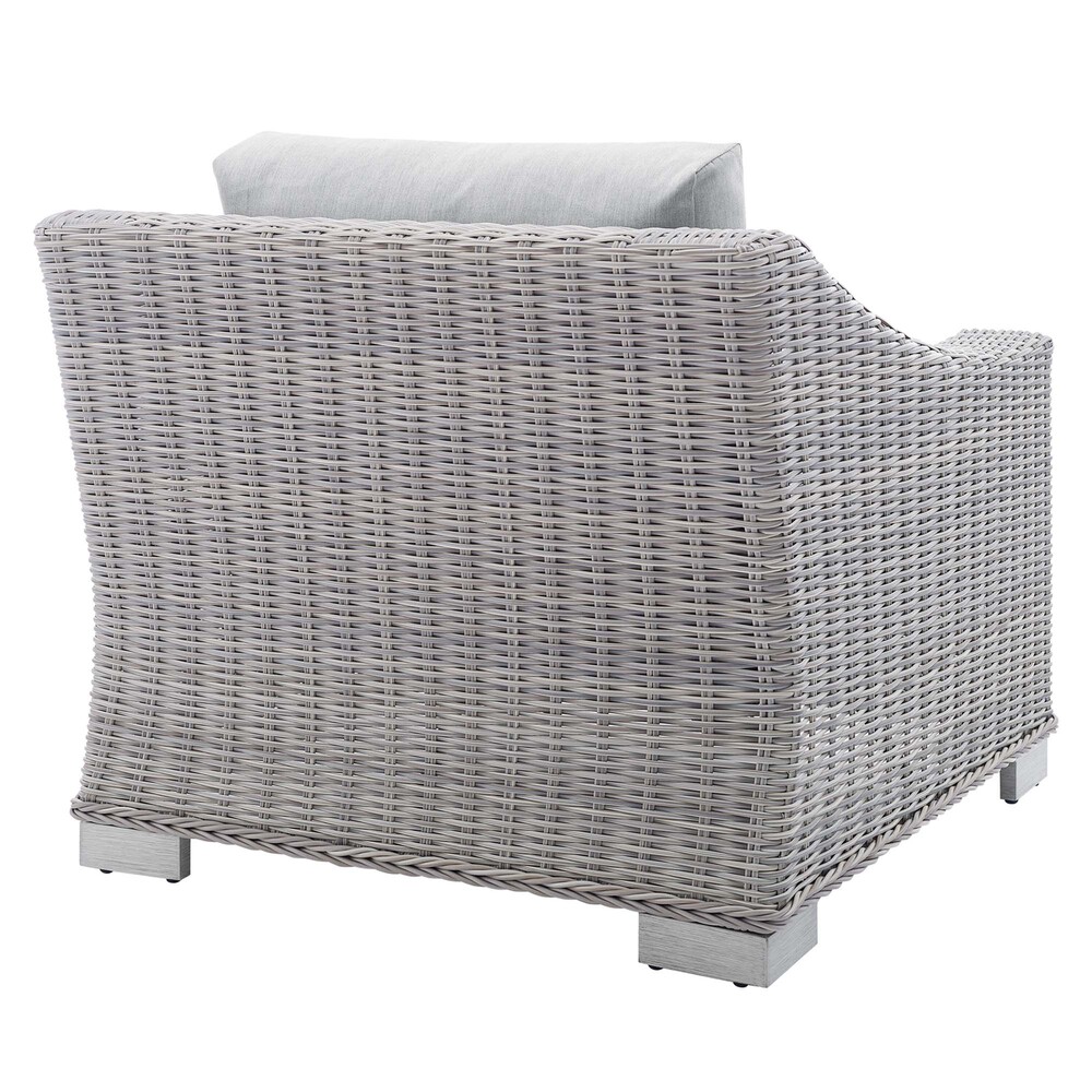 Conway Sunbrella® Outdoor Patio Wicker Rattan Armchair in Light Gray Gray by Modway - Image 5
