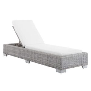Conway Sunbrella® Outdoor Patio Wicker Rattan Chaise Lounge in Light Gray White by Modway