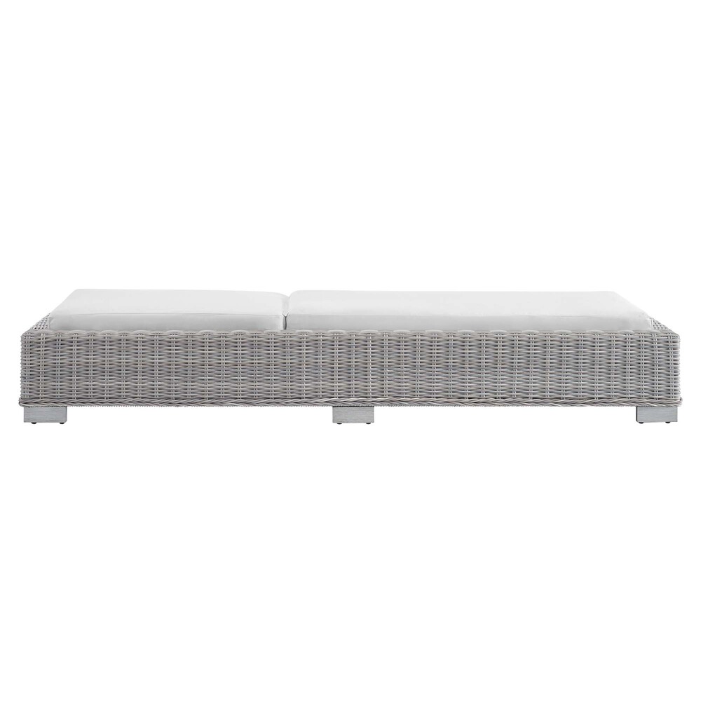 Conway Sunbrella® Outdoor Patio Wicker Rattan Chaise Lounge in Light Gray White by Modway - Image 5