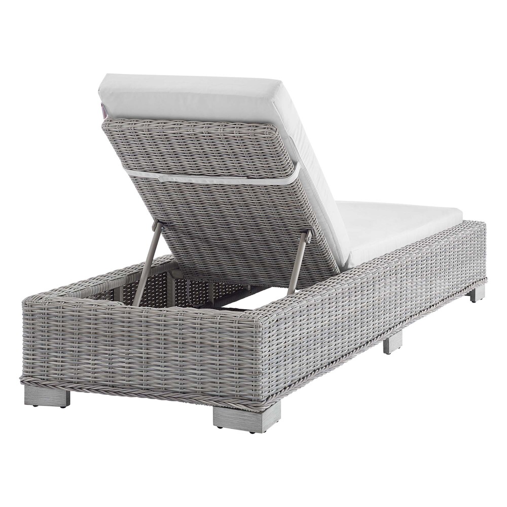 Conway Sunbrella® Outdoor Patio Wicker Rattan Chaise Lounge in Light Gray White by Modway - Image 6