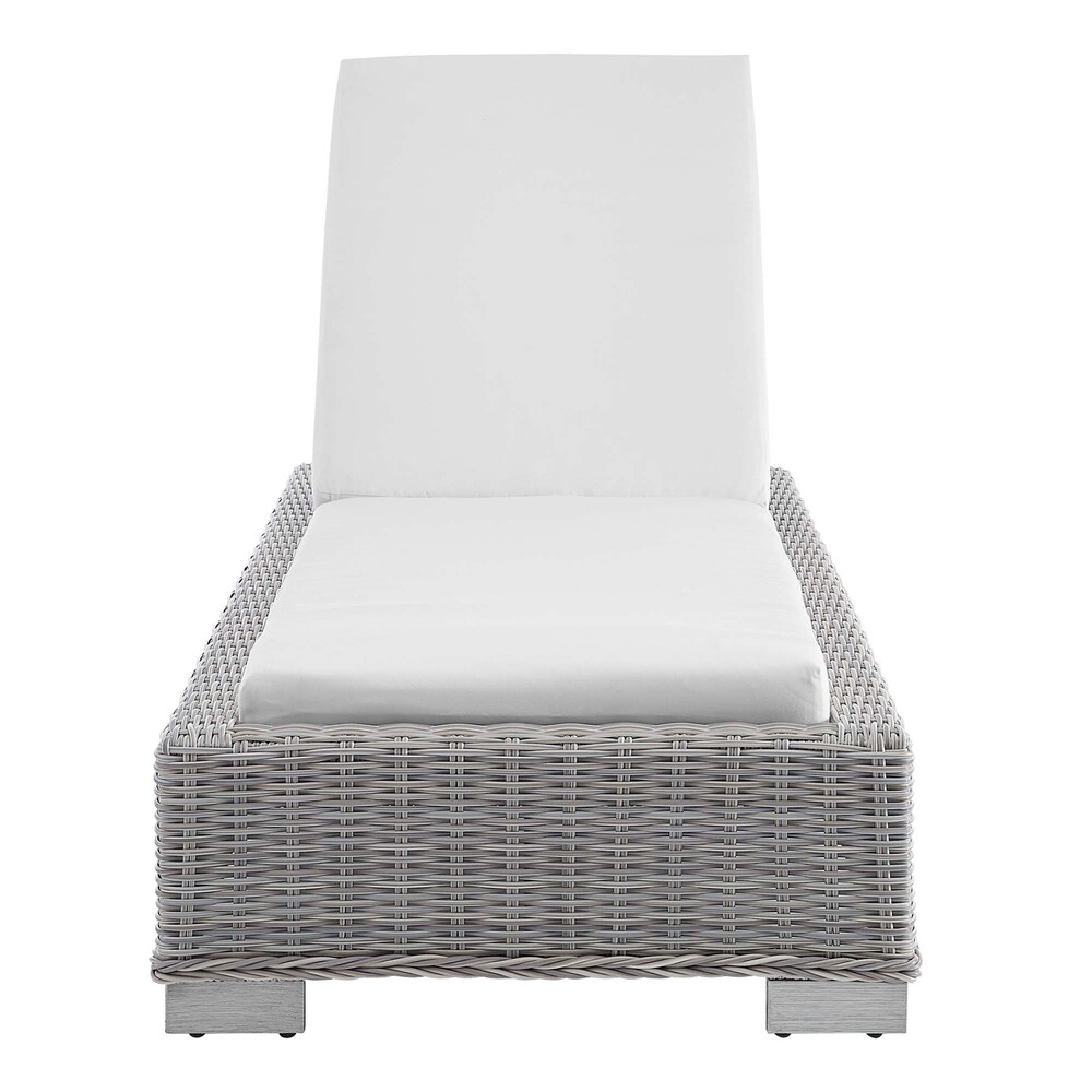 Conway Sunbrella® Outdoor Patio Wicker Rattan Chaise Lounge in Light Gray White by Modway - Image 7