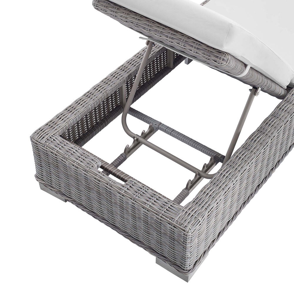 Conway Sunbrella® Outdoor Patio Wicker Rattan Chaise Lounge in Light Gray White by Modway - Image 8