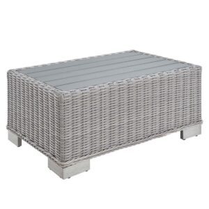 Conway 32" Outdoor Patio Wicker Rattan Coffee Table by Modway in Light Gray by Modway